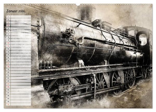 Produktbild: Dampflok Impressionen (Wandkalender 2026 DIN A2 quer), CALVENDO Monatskalender