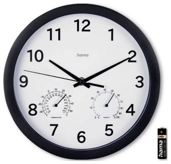 Produktbild: Hama 00185868 Quarz Wanduhr 25cm x 250mm x 250mm x 40mm Schwarz