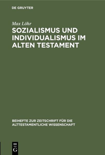 Produktbild: Sozialismus und Individualismus im Alten Testament