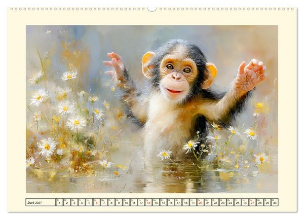Produktbild: Schimpansen. Freude und Abenteuer im Dschungelreich (Wandkalender 2027 DIN A2 quer), CALVENDO Monatskalender