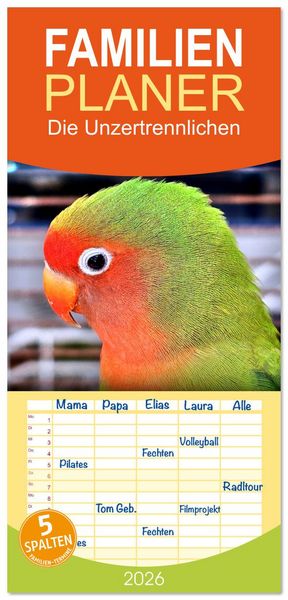 Produktbild: Familienplaner 2026 - Die Unzertrennlichen mit 5 Spalten (Wandkalender, 21 x 45 cm) CALVENDO