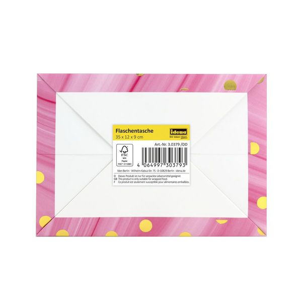 Produktbild: Idena Flaschentasche Dot pink/gold 12x35x9cm