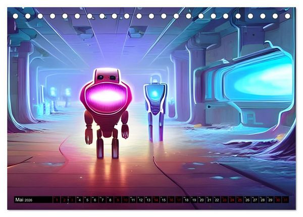 Produktbild: Roboter - Computertr&auml;ume aus der KI (Tischkalender 2026 DIN A5 quer), CALVENDO Monatskalender
