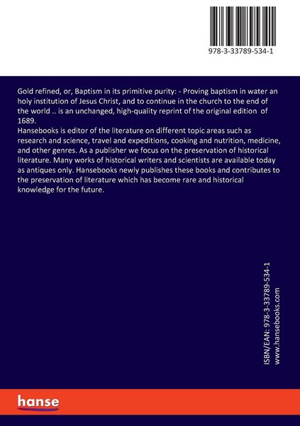 Produktbild: Gold refined, or, Baptism in its primitive purity: