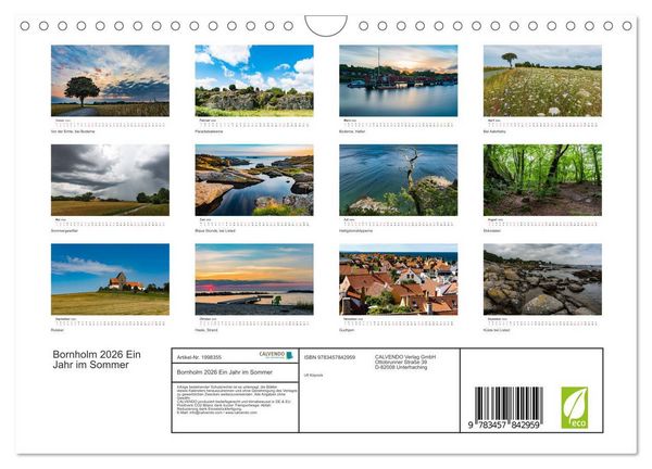 Produktbild: Bornholm 2026 Ein Jahr im Sommer (Wandkalender 2026 DIN A4 quer), CALVENDO Monatskalender