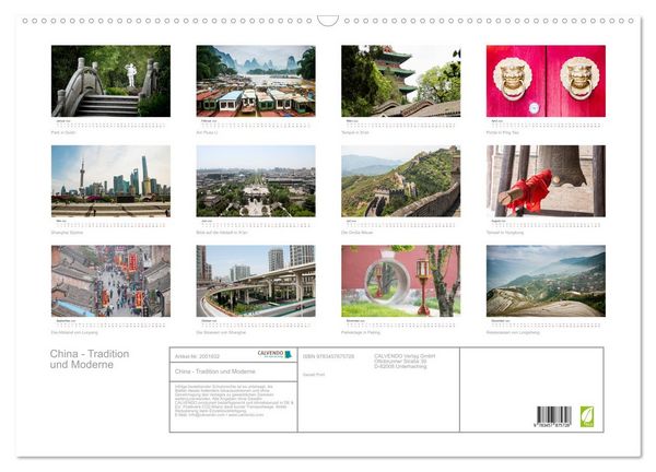Produktbild: China - Tradition und Moderne (Wandkalender 2026 DIN A2 quer), CALVENDO Monatskalender