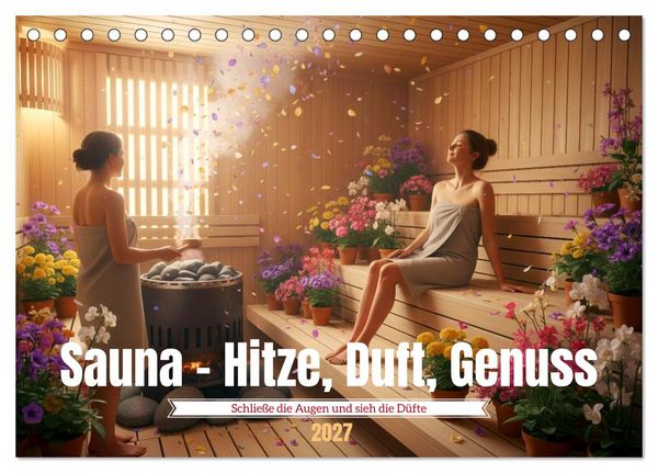 Sauna - Hitze, Duft, Genuss (Tischkalender 2027 DIN A5 quer), CALVENDO Monatskalender