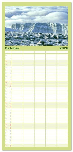Produktbild: Familienplaner 2026 - Entdeckungen am Kilimandscharo mit 5 Spalten (Wandkalender, 21 x 45 cm) CALVENDO