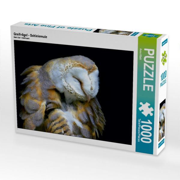 CALVENDO Puzzle Greifvögel - Schleiereule | 1000 Teile Lege-Größe 64x48cm Foto-Puzzle für glückliche Stunden