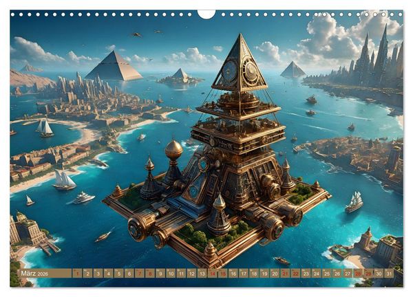Produktbild: Steampunk Pyramidenwelt (Wandkalender 2026 DIN A3 quer), CALVENDO Monatskalender