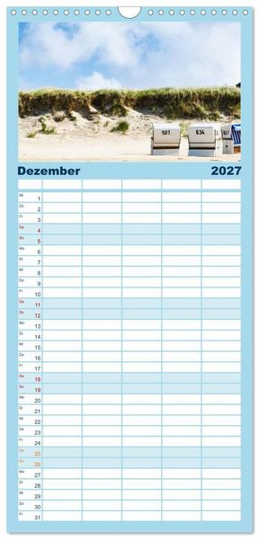 Produktbild: Familienplaner 2027 - Meer-Landschaft - 12 Monate Schleswig Holstein mit 5 Spalten (Wandkalender, 21 x 45 cm) CALVENDO