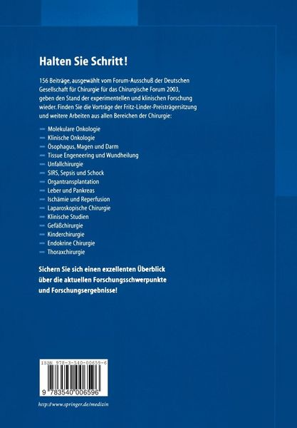 Produktbild: Chirurgisches Forum 2003 f&uuml;r experimentelle und klinische Forschung