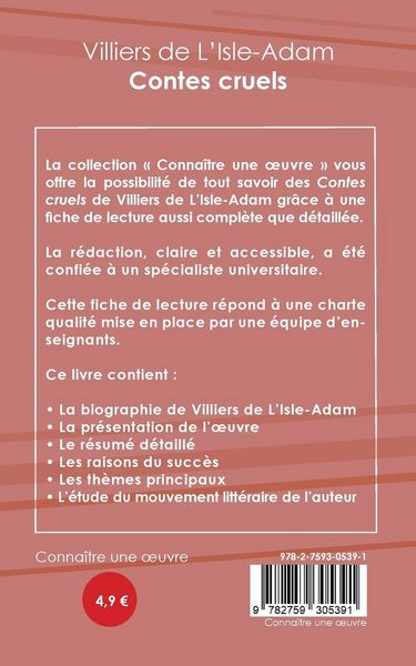Produktbild: Fiche de lecture Contes cruels de Villiers de L'Isle-Adam (Analyse litt&eacute;raire de r&eacute;f&eacute;rence et r&eacute;sum&eacute; complet)
