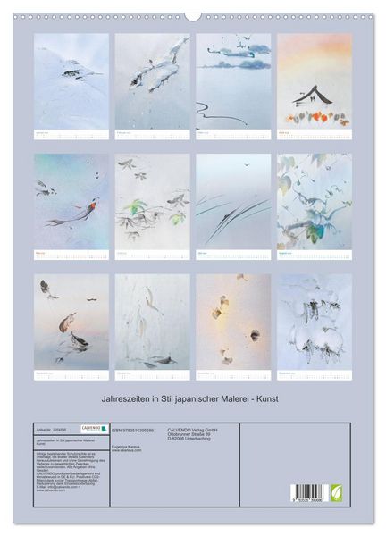 Produktbild: Jahreszeiten in Stil japanischer Malerei - Kunst (Wandkalender 2026 DIN A2 hoch), CALVENDO Monatskalender