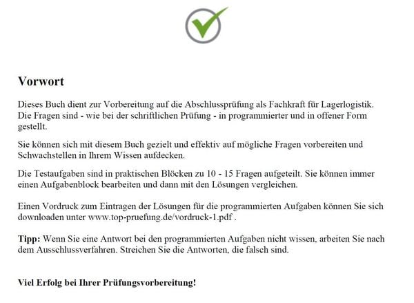 Produktbild: Top-Pr&uuml;fung Fachkraft f&uuml;r Lagerlogistik - 400 &Uuml;bungsaufgaben f&uuml;r die Abschlusspr&uuml;fung