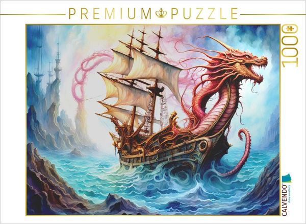 Produktbild: CALVENDO Puzzle Ein Motiv aus dem Kalender Fantasie-Drachensegelschiffe | 1000 Teile Lege-Gr&ouml;&szlig;e 64x48cm Foto-Puzzle f&uuml;r gl&uuml;ckliche Stunden