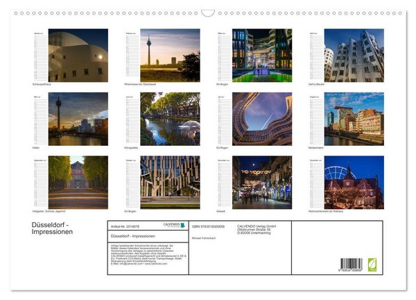 Produktbild: D&uuml;sseldorf - Impressionen (Wandkalender 2026 DIN A2 quer), CALVENDO Monatskalender