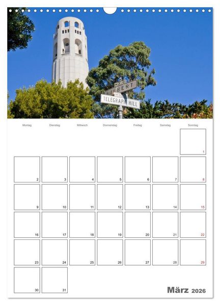Produktbild: SAN FRANCISCO Terminplaner (Wandkalender 2026 DIN A3 hoch), CALVENDO Monatskalender