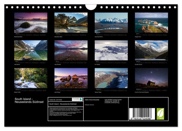 Produktbild: South Island - Neuseelands S&uuml;dinsel (Wandkalender 2026 DIN A4 quer), CALVENDO Monatskalender