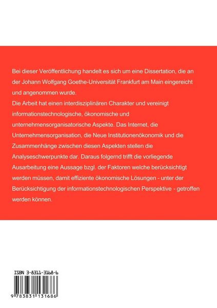 Produktbild: Internet und die Auswirkungen auf die Unternehmensorganisation aus Sicht der neuen Institutionen&ouml;konomik