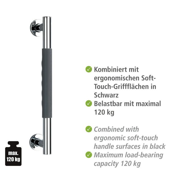 Produktbild: Edelstahl Wandhaltegriff Mod. Secura 40,5 cm, Bad-Sicherheitsgriff, belastbar bis 120 kg