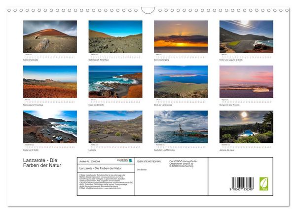 Produktbild: Lanzarote - Die Farben der Natur (Wandkalender 2026 DIN A3 quer), CALVENDO Monatskalender
