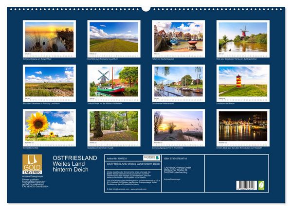 Produktbild: OSTFRIESLAND Weites Land hinterm Deich (Wandkalender 2026 DIN A2 quer), CALVENDO Monatskalender