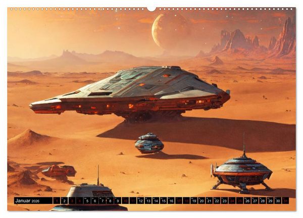 Produktbild: Futuristische Weltraumschlachten (hochwertiger Premium Wandkalender 2026 DIN A2 quer), Kunstdruck in Hochglanz