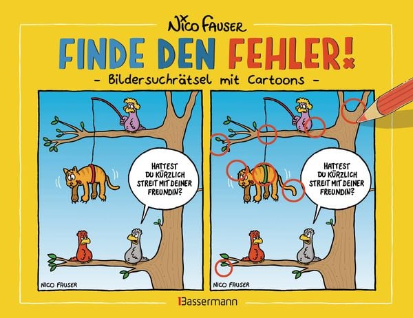 Finde den Fehler - Bildersuchrätsel mit Cartoons, Taschenbuch von Nico Fauser, Bassermann, 978-3-8094-4637-8