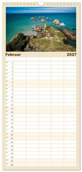 Produktbild: Familienplaner 2027 - Neuseeland - Landschaftstr&auml;ume mit 5 Spalten (Wandkalender, 21 x 45 cm) CALVENDO