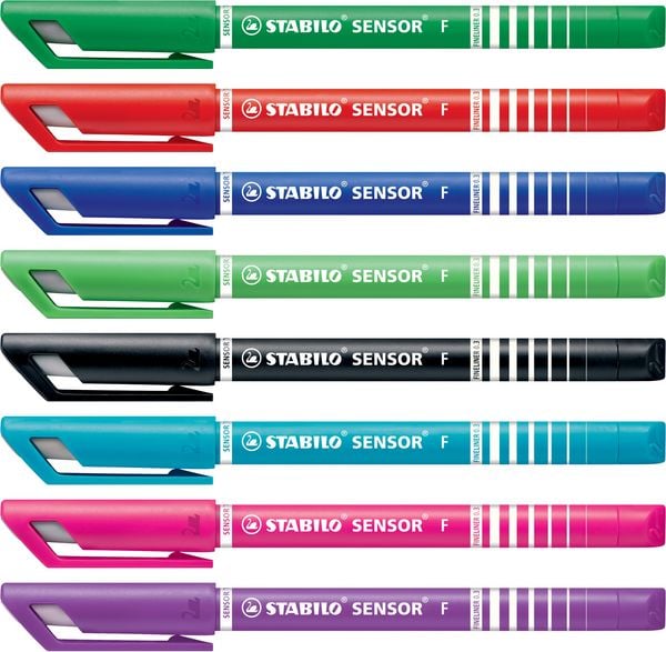 Produktbild: STABILO Fineliner mit gefederter Spitze -   SENSOR F - fein - 8er Pack - mit 8 verschiedenen Farben