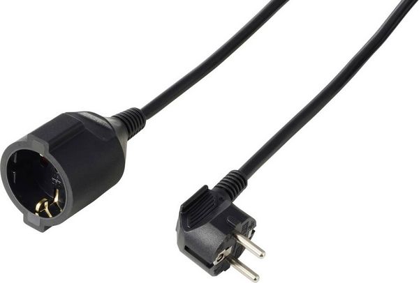Produktbild: Sygonix SY-7279266 Strom Verl&auml;ngerungskabel 16 A Schwarz 2.50 m H05VV-F 3G 1,5 mm&sup2; Spiralkabel