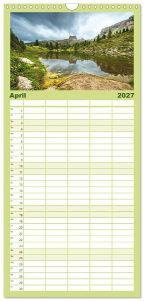 Produktbild: Familienplaner 2027 - Alpensee - Wunder der Natur mit 5 Spalten (Wandkalender, 21 x 45 cm) CALVENDO