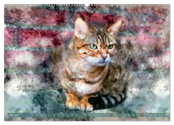 Produktbild: Katzenkalender mausgemalt (hochwertiger Premium Wandkalender 2026 DIN A2 quer), Kunstdruck in Hochglanz
