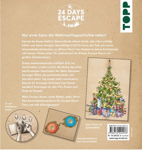 Produktbild: 24 DAYS ESCAPE &ndash; Der Escape Room Adventskalender: Scrooge und die verlorene Weihnachtsgeschichte.