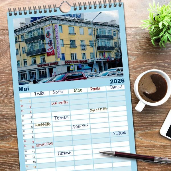 Produktbild: Familienplaner 2026 - UB, Ulan Bator, Ulaanbaatar mit 5 Spalten (Wandkalender, 21 x 45 cm) CALVENDO