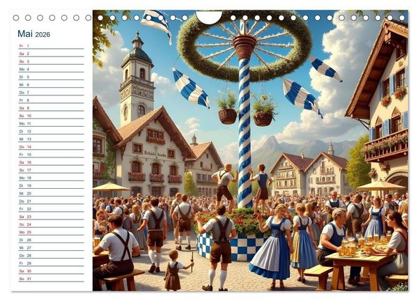 Produktbild: Boarisch durchs Jahr - Feste Br&auml;uche und Lebenslust (Wandkalender 2026 DIN A4 quer), CALVENDO Monatskalender