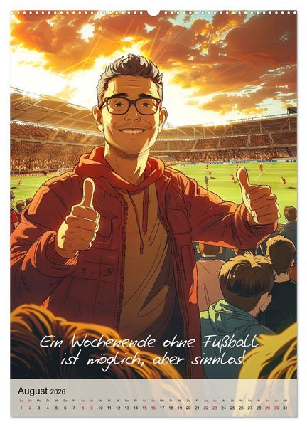 Produktbild: Fu&szlig;ballspr&uuml;che (hochwertiger Premium Wandkalender 2026 DIN A2 hoch), Kunstdruck in Hochglanz