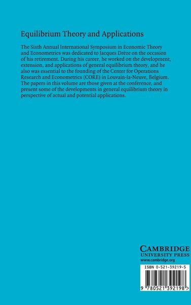 Produktbild: Equilibrium Theory and Applications