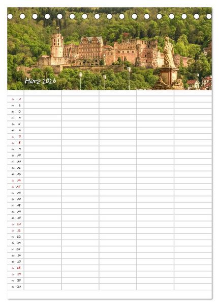 Produktbild: Heidelberger Familienkalender (Tischkalender 2026 DIN A5 hoch), CALVENDO Monatskalender