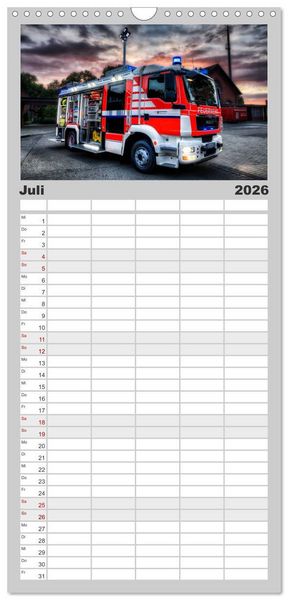 Produktbild: Familienplaner 2026 - Feuerwehr und Rettungsdienst mit 5 Spalten (Wandkalender, 21 x 45 cm) CALVENDO
