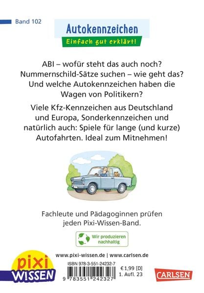 Produktbild: Pixi Wissen 102: Autokennzeichen