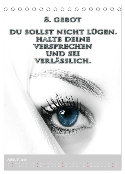 Produktbild: GOTTES 10 GEBOTE (Tischkalender 2026 DIN A5 hoch), CALVENDO Monatskalender