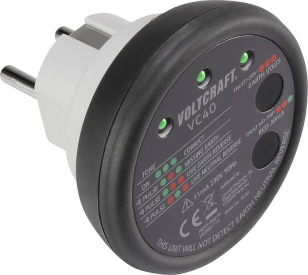 Produktbild: VOLTCRAFT VC40 Steckdosentester CAT II 300V