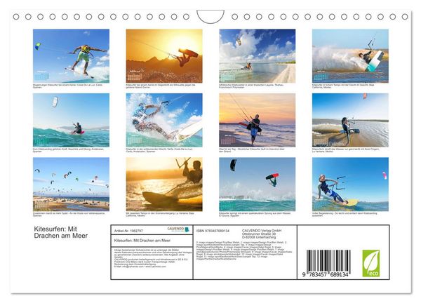 Produktbild: Kitesurfen: Mit Drachen am Meer (Wandkalender 2026 DIN A4 quer), CALVENDO Monatskalender