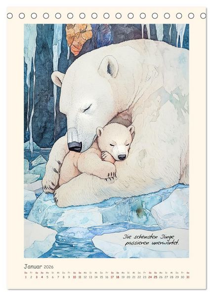 Produktbild: Liebenswerte Tierillustrationen (Tischkalender 2026 DIN A5 hoch), CALVENDO Monatskalender