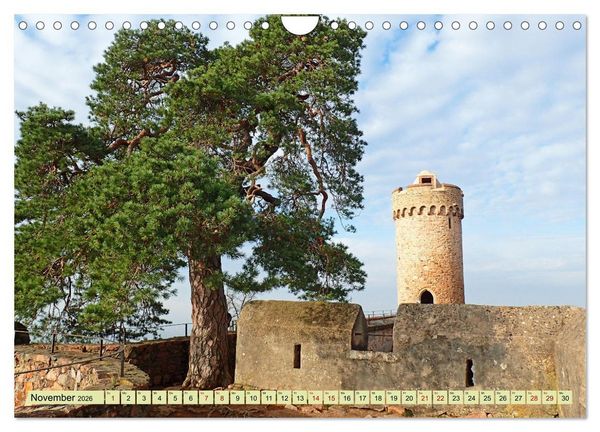 Produktbild: Weinregion Bergstra&szlig;e Burgen, Wein und Mandelbl&uuml;te (Wandkalender 2026 DIN A4 quer), CALVENDO Monatskalender