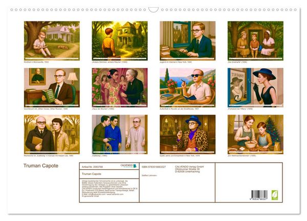 Produktbild: Truman Capote (Wandkalender 2026 DIN A2 quer), CALVENDO Monatskalender