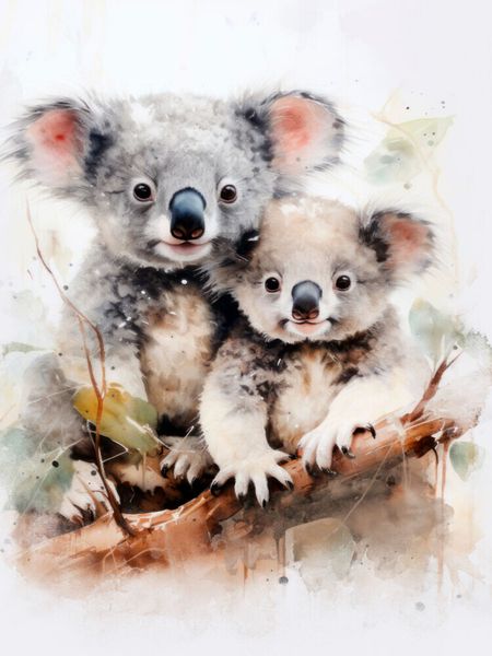 Produktbild: CALVENDO Puzzle Knuddelige Koalafamilie in Acrylfarbe | 1000 Teile Lege-Gr&ouml;&szlig;e 64x48cm Foto-Puzzle f&uuml;r gl&uuml;ckliche Stunden