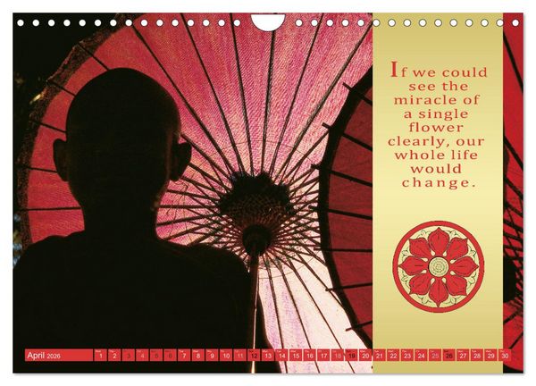 Produktbild: BUDDHIST WISDOMS - THE RED UMBRELLA (Wall Calendar 2026 DIN A4 landscape), CALVENDO 12 Month Wall Calendar